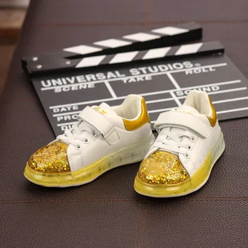 

Ins Quicksand Princess Shoes Hook Loop Children White Shoes Kids Casual Shoes Gradient Girls Sneakers Soft Parent Child Shoes