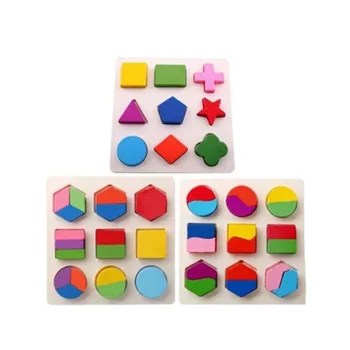 

small colorful geometric shape toys wooden environmental early educational puzzle games plaything Toy
