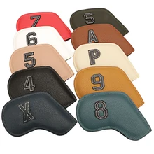 10pcs/set Golf Iron Headcover 4-9,P,S,A,X , Club Head Cover Embroidery Number Case Sport Golf Training Equipment Accessories