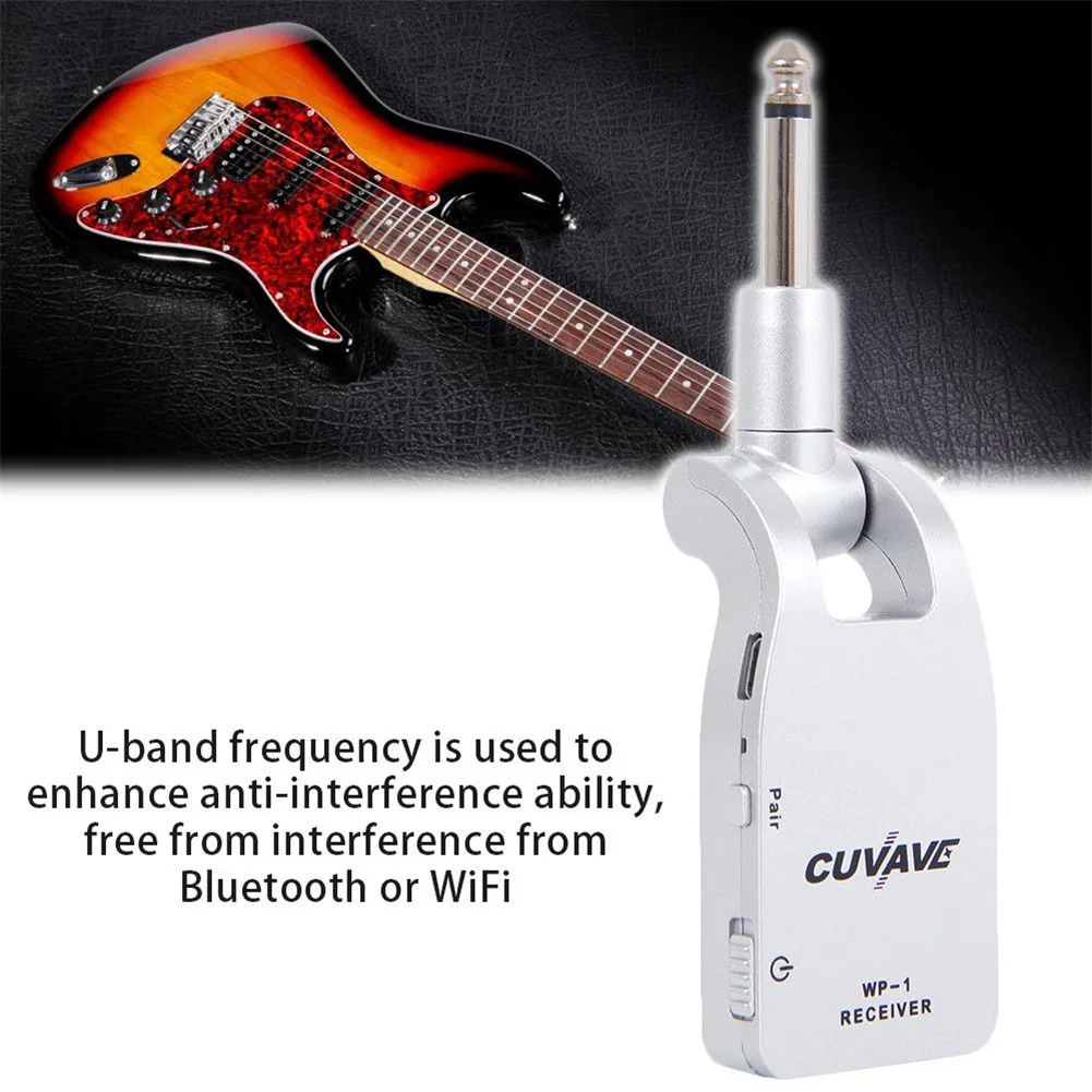 Wireless Guitar System Transmitter Receiver Built-in Rechargeable Battery 30 m Transmission Range Universal Electric Bass