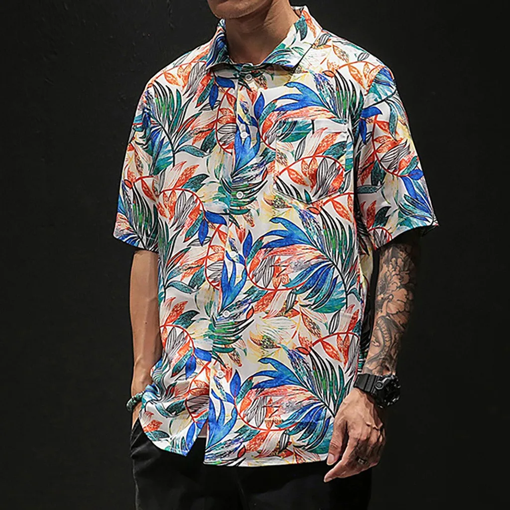 Мужская Летняя Пляжная гавайская рубашка, брендовые свободные рубашки с коротким рукавом и цветочным принтом, vogueпраздничная одежда для вечеринок, Camisa Hawaiana, большие размеры