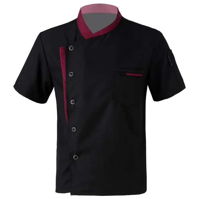 Unisex Chef Jacket Mens Chef Jacket Restaurant Kitchen Chef Uniform Restaurant Hotel Kitchen Cooking Clothes Catering Chef Shirt Black