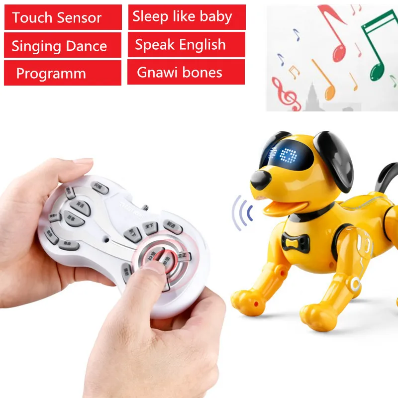 Electric Rc Robot Dog Touch E 2.4G Telecomando Pet Dog Can Dance Singing Program Sleep Like Baby Rosicwing Bone Vs Walk Dinosaur