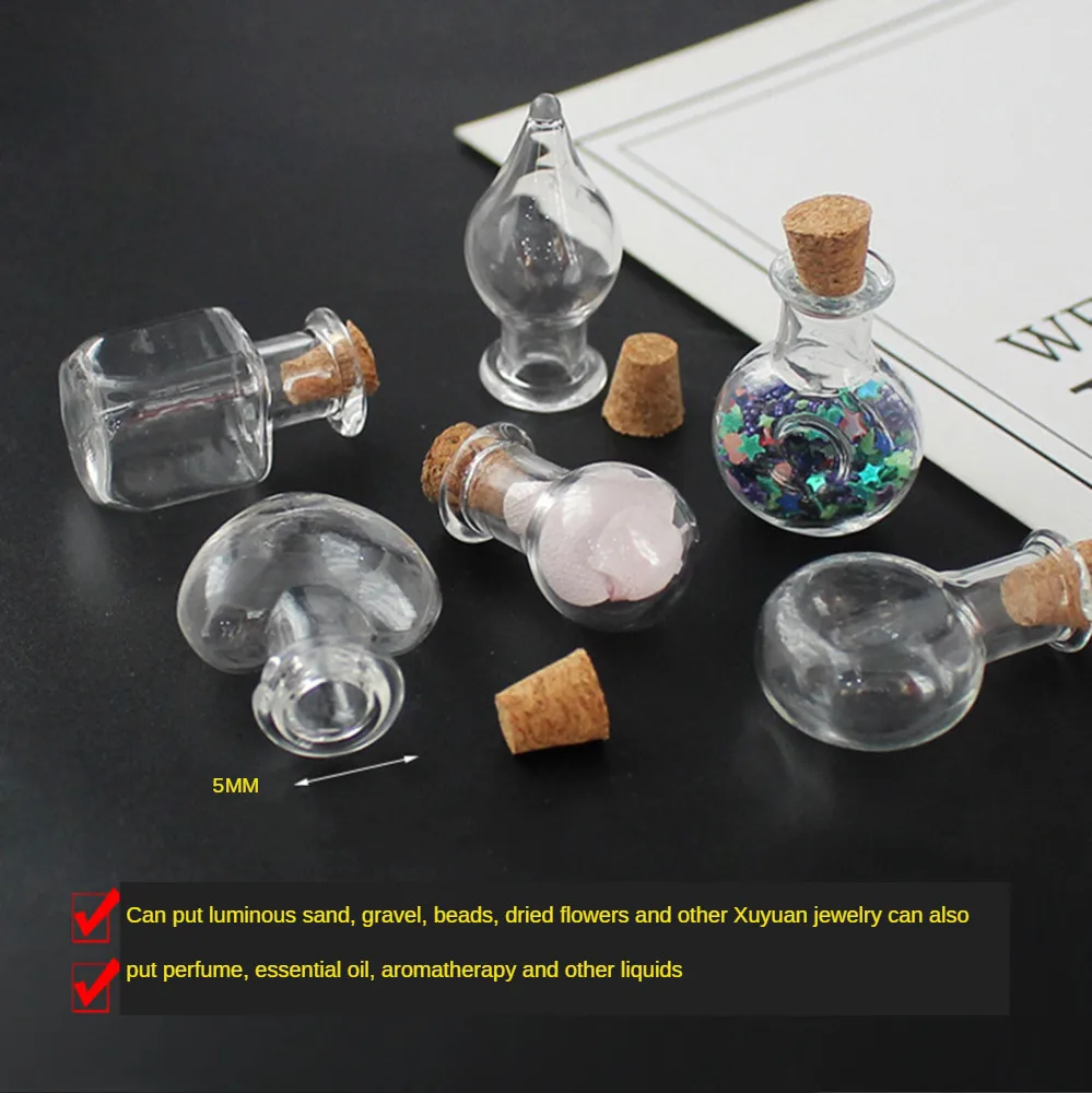 

5 Pcs Mini Glass Bottles Clear Drifting Bottles Small Wishing Bottles With Cork Stoppers For Wedding Birthday Party Diy Crafts