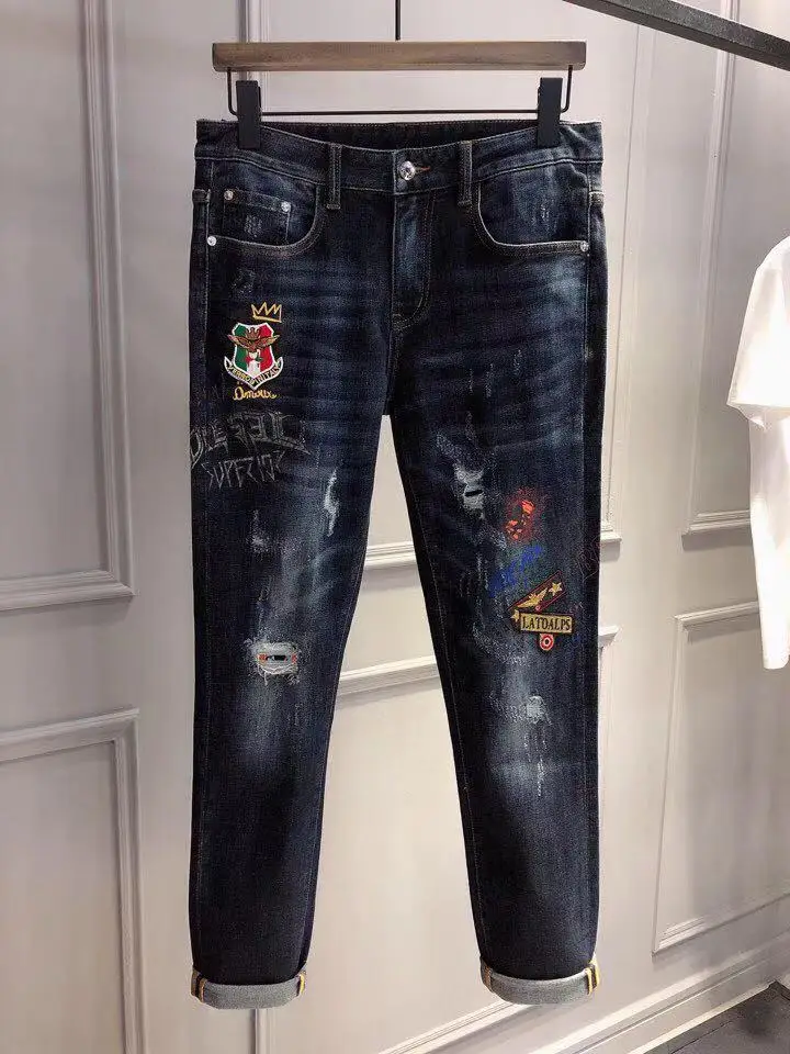 

AH09135 Fashion Men's Jeans 2019 Runway Luxury famous Brand European Design party style Men's Clothing