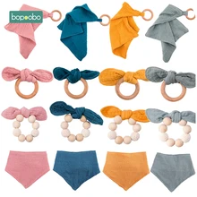 Bopoobo/1 шт.; детский нагрудник с заячьими ушками; деревянные кольца; детский нагрудник; шарф; Хлопковое полотенце для самостоятельного изготовления браслетов; слюнявчик для малышей; предметы для новорожденных