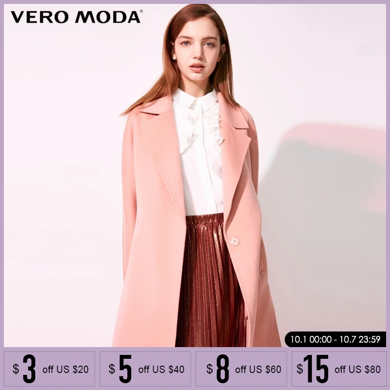 

Vero Moda Womens Mid-length Concealed Buttons Drop-shoulder Lapel Woolen Overcoat|318427511
