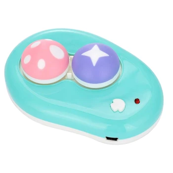 

Automatic Contact Lens Washer Cleaner Case Contact Lens Container Cute Mushroom, USB Charger(Blue)