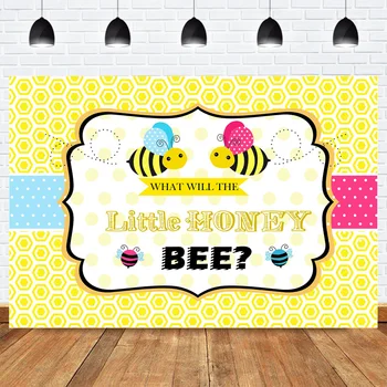 

Little Honey Bee Baby Shower Photography Backdrop Bee Theme Gender Reveal Background Yellow Honeycomb Pink or Blue Photocall