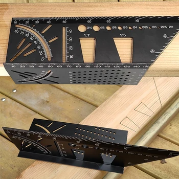 

New Multifunctional Angle Ruler 45 90 Degree Aluminum Alloy Accurate Woodworking Square Angle Ruler Marking Gauge Carpenter Tool