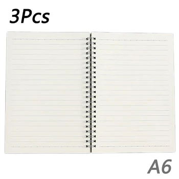 

3pcs A6 Loose Leaf Notebooks Wirebound Lined Diary with 80 Sheets Sketchbook Paper with Transparent Hardcover School Supplies