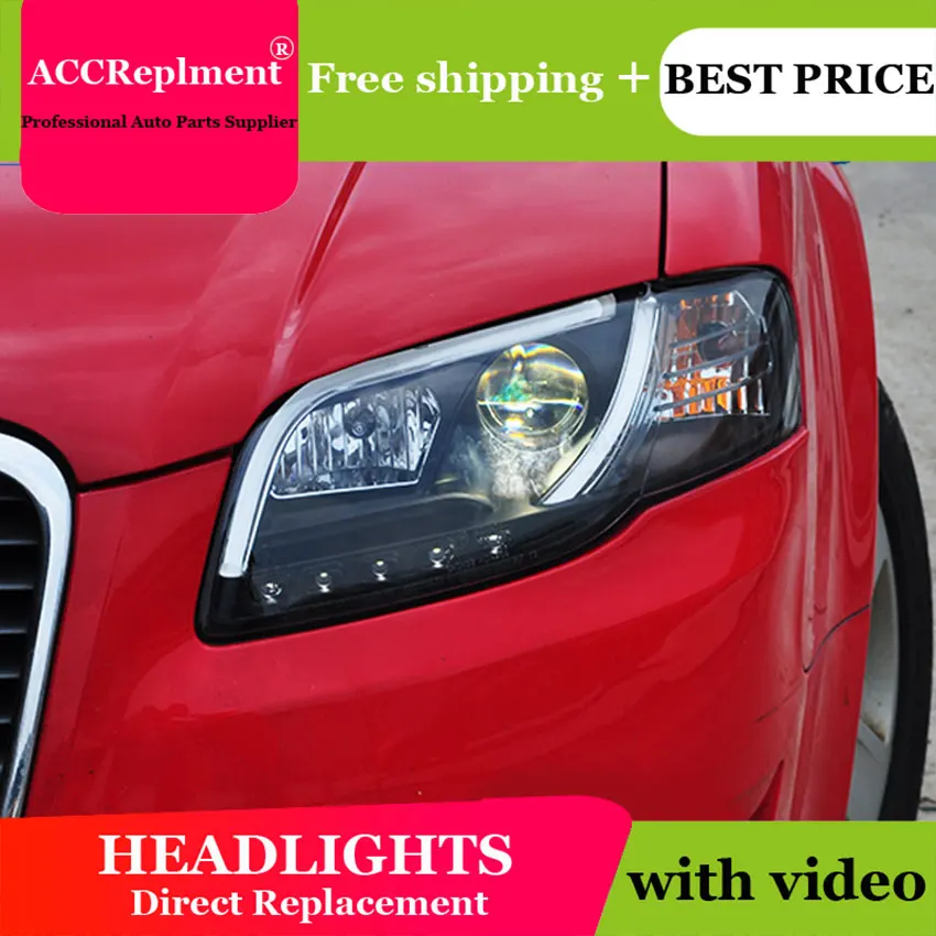 Автомобильный Стайлинг для Audi A4 B7 фары 2005-2008 для Audi A4 B7 Головной фонарь светодиодный DRL Объектив двойной луч H7 HID Xenon Биксеноновые линзы
