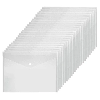

48Pcs Envelope Transparent File A4 Folder with Snap Plastic Envelope Waterproof Folder Suitable for School Home Office