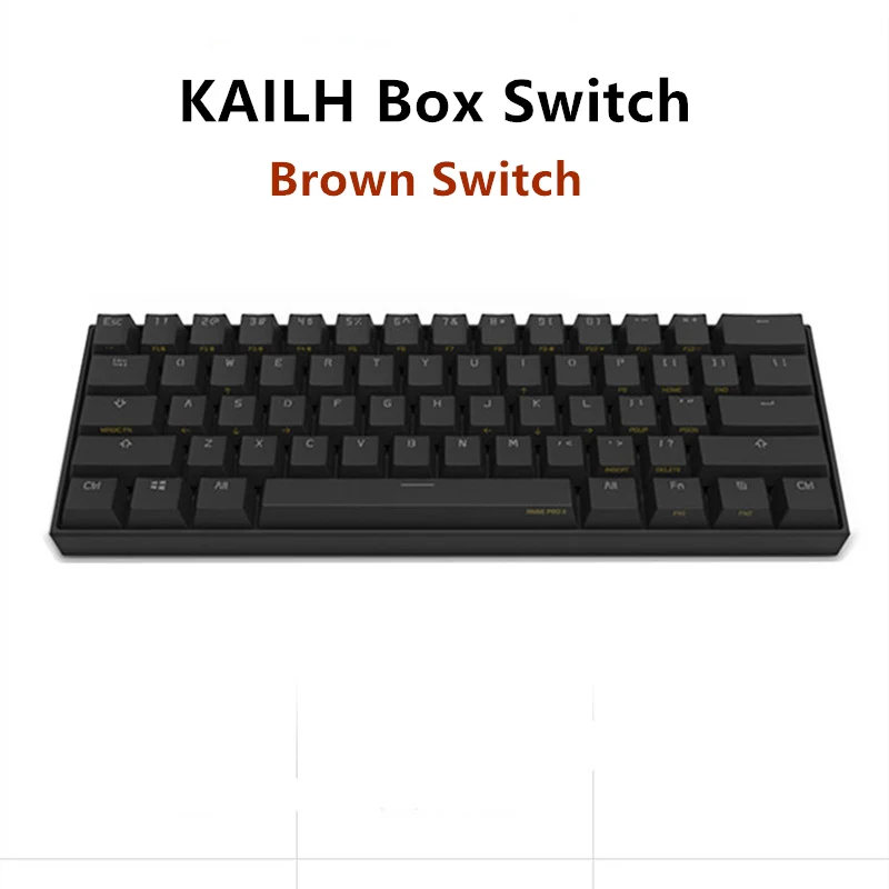 Anne Pro 2 Bluetooth 4,0 60% механическая клавиатура KAILH коробка переключатель 61 клавиши беспроводной тип-c Проводная RGB подсветка мини игровая клавиатура - Цвет: Brown Switch Black