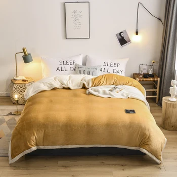

2019 Latest Flannel Duvet Cover Winter Twin Full Stuffing Quilt Queen Warm Thickening Size Color King Cover Solid