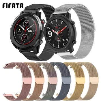 

FIFATA 20/22MM Metal Milanese Magnetic Replacement Watch Strap For Huami Amazfit Stratos 3 Smart Watch Wristband For Amazfit GTR
