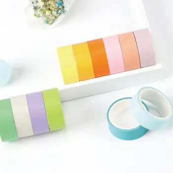 

Macaron Solid Color Tapes Kawaii Planner Handbook Decorative Tape Supplies Washi For Students Gift Masking Stationery Paper C1L4