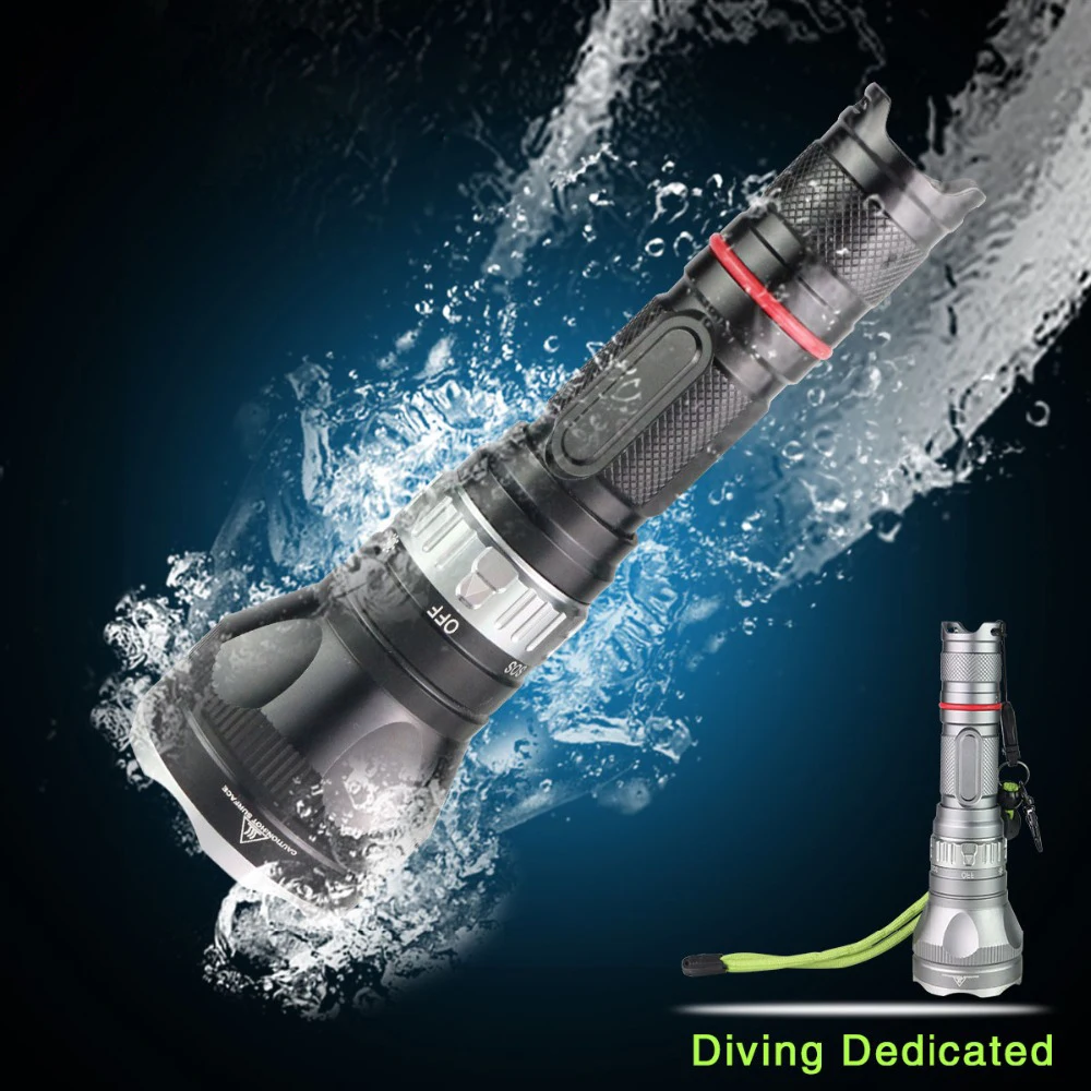 IP68 Waterproof Diving Flashlight XML-Q5 Rotating Magnetic Switch Torch 5 Mode Portable Lantern Flashlight 18650 Underwater Lamp