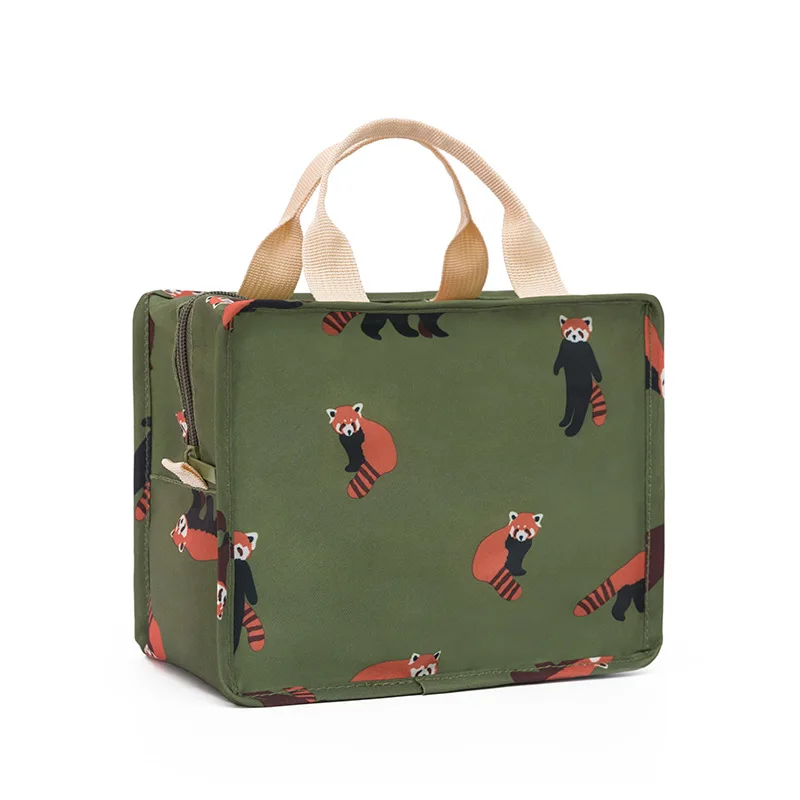 PLEEGA новая свежесть, изоляция холодных тюков, термостойкая оксфордская сумка для обеда, водонепроницаемая удобная сумка для отдыха, милый фламинго, Cuctas Tote, 1 шт - Цвет: B-green raccoon