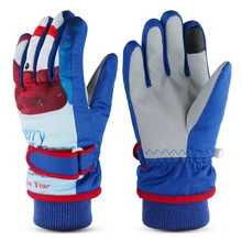 Зимние теплые перчатки, Детские ветрозащитные зимние перчатки, водонепроницаемые уличные детские перчатки, мотоциклетные зимние теплые перчатки