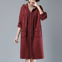 Художественная хлопковая стеганая одежда, Женское пальто средней длины из хлопка и льна, зимнее хлопковое пальто в Корейском стиле с капюшоном, плотное теплое хлопковое пальто