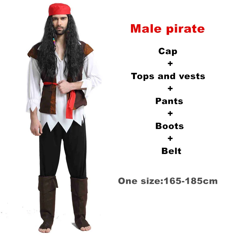 Male pirate Рождественские костюмы на день рождения, пиратский костюм для костюмированных игр для мальчиков, комплект для детей на Хэллоуин, Рождество для детей - Цвет: Male pirate