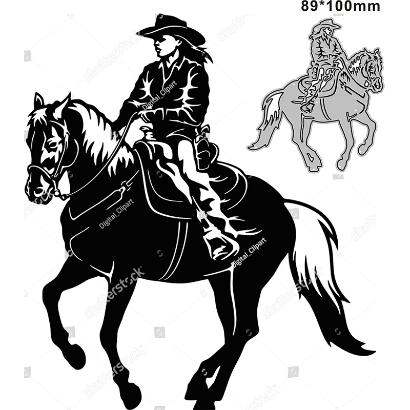 2021 New Horse Animal Rider On Horse Metal Cutting Muore Per Scrapbooking Paper Craft Card Making Goffratura Decor No Timbri