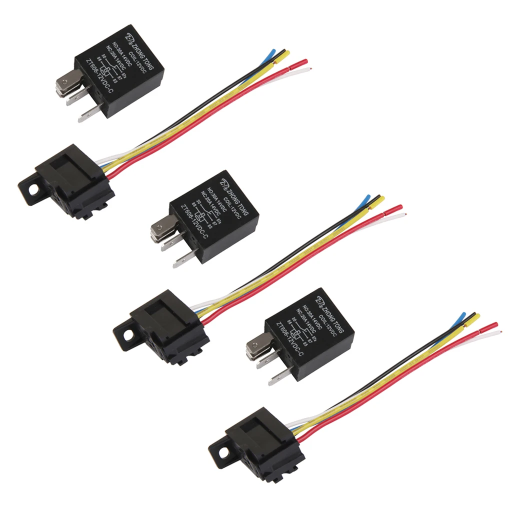3 X Car Truck Auto 12V 20A 30AMP SPDT Relay Relays 5 Pin 5P /& Socket 5 Wire