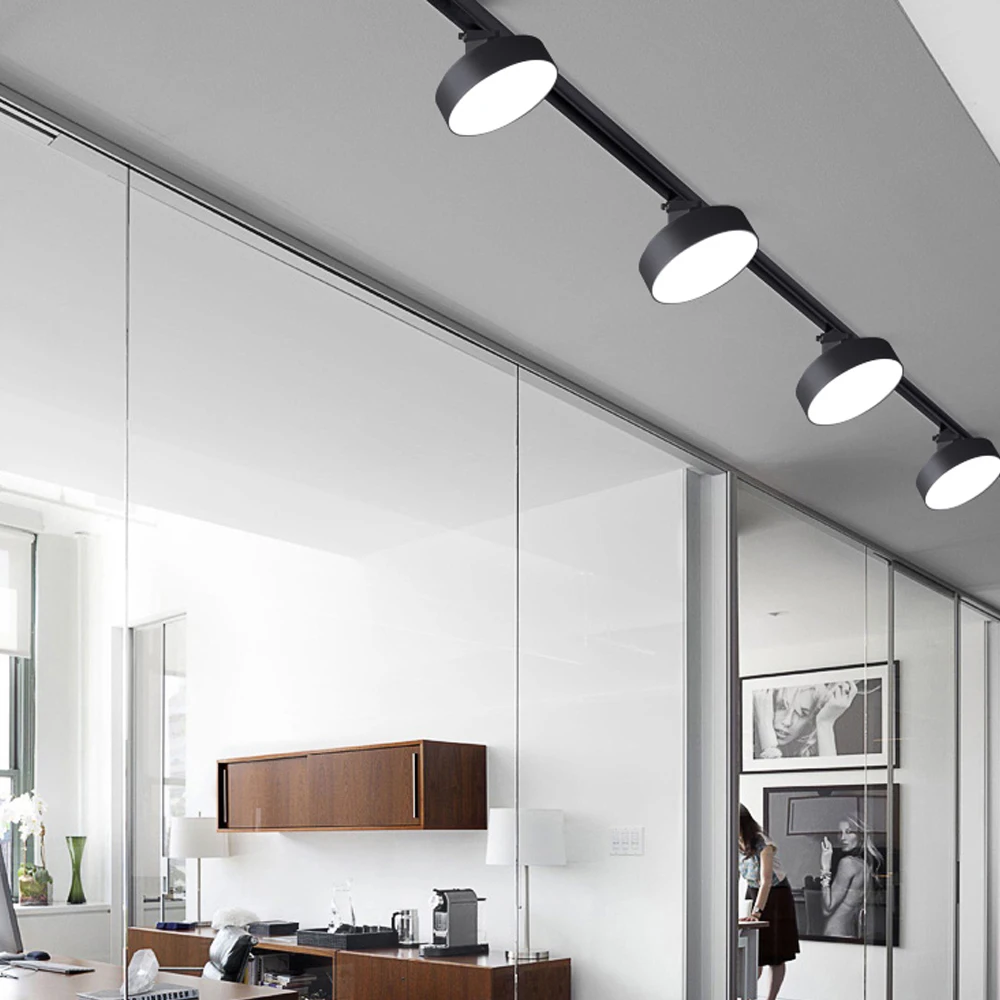 SANDIY Led 레일 램프 스팟 트랙 조명 회전식 천장 스포트라이트 9W/12W/24W 레일 트랙 고정 장치 거실 장식 포스터 조명 매장 숍 디스플레이 스포트라이트 블랙/화이트 110V/220V