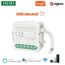 

Tuya ZigBee Switch Module with 1/2/3 gang 2 Way Control Smart Home Switch Relay Wireless Light Switch Work for Alexa,Google Home