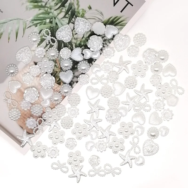 

100pcs White Ivory Heart Shaped Pearl Ribbon Buckles Sash Slider Wedding Stationery Cardmaking Scrapbooking Beads Embellishment