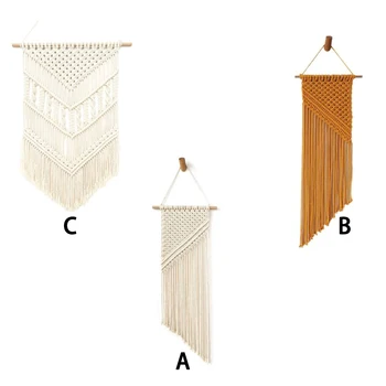 

Nordic Bohemian Style Woven Wall Hanging Fringe Tapestry Oblique Triangle Braided Tassels Vintage Ornament Home Art Decoration