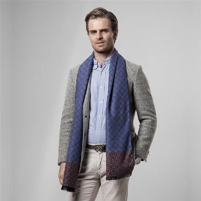Модные шарфы для мужчин, зимний теплый клетчатый шарф, деловые клетчатые палантины, мужские шали, шарф на шею, длинный шарф, мужской шейный платок - Цвет: D