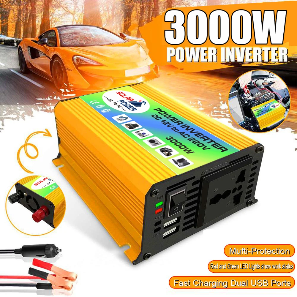 Car power Inverter 3000W DC12V to AC220V for Home Emergency Power Fan Charging | Автомобили и мотоциклы