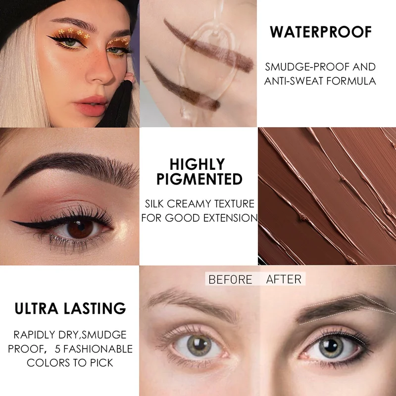Eye Makeup Set Easy No-Skip Eyeliner Silicone Brush Waterproof Eyeliner Cream Perfect Combination Aid Kit Eye Cosmetics