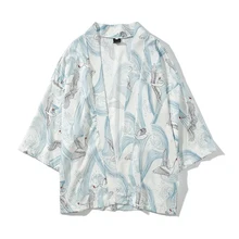 Мужские свободные Kimomo японский традиционный халат кимоно HaoriChinese стиль кардиган литературное кимоно юката размера плюс 3XL 4XL 5XL