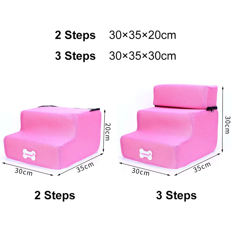 Pink Хот-дог дом собака лестница Нескользящая Съемная кошка собака кровать лестницы маленький питомец кошка собака 3/2 шаг дышащая кровать лестница товары для животных - Цвет: Pink