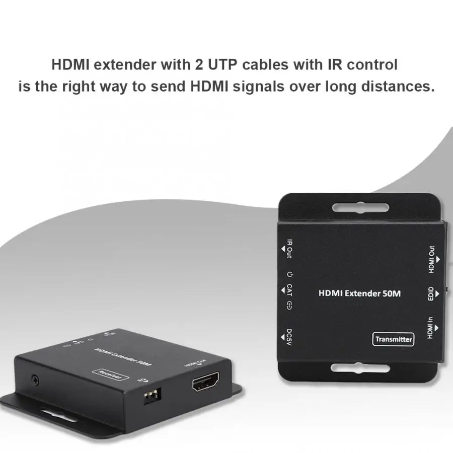 AM-E50C металлический черный HDMI видео удлинитель 50 м для передачи на большие расстояния(100-240 В