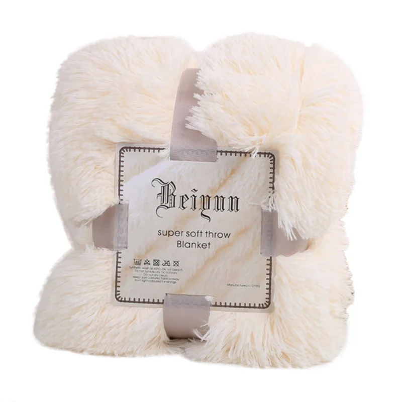 Long Plush Velvet Blanket Soft Warm Bedding Blanket Throw For Winter Bed Sofa High Quality Home Textile - Цвет: Milk White