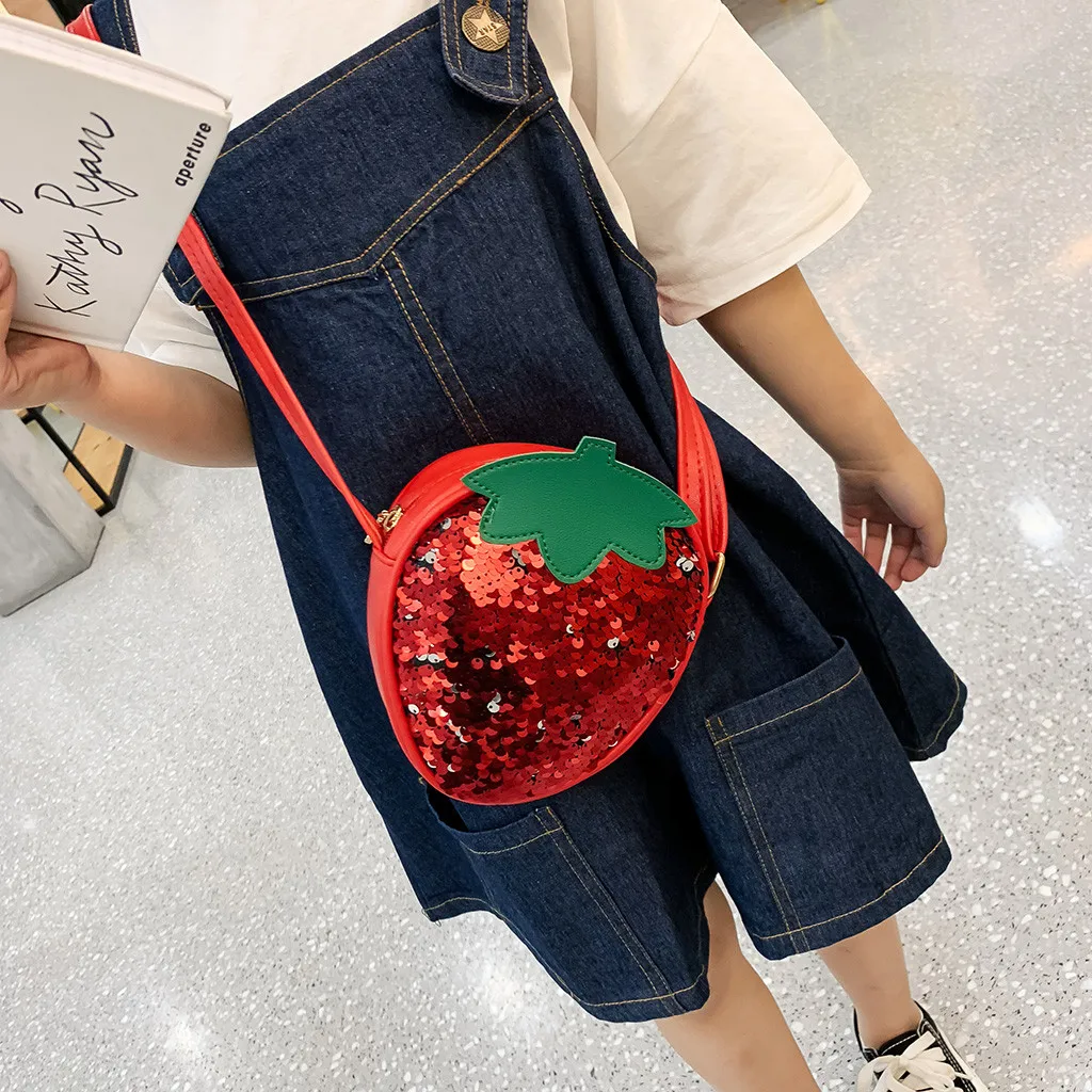 Милая сумка для девочек с блестками и фруктами; сумка-мессенджер; Кошелек для монет; детская сумка на плечо; модная сумка через плечо для девочек