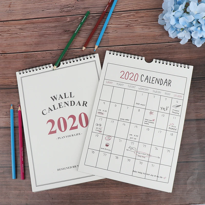 1PC 2020 Good Day Wall Calendar Agenda Organizer Cartoon Calendar Daily Schedule Planner