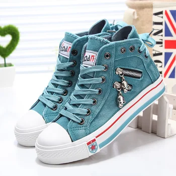 

Women Fashion Sneakers Denim Canvas Shoes Spring/Autumn Casual Shoes Trainers Walking Skateboard Lace-up Shoes Femmes