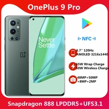 Original OnePlus 9 Pro 5G Smart phone Snapdragon 888 6.7'' 3216x1440 120Hz Screen 65W Wrap Charge 50W Wireless Charge NFC