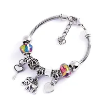 Цветные бусины, начальные браслеты для женщин, регулируемый браслет в стиле бохо, браслет с подвеской, ювелирные изделия из нержавеющей стали