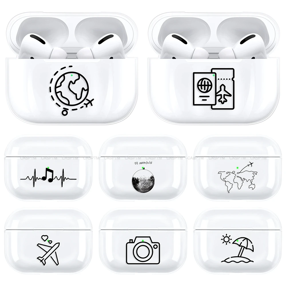 Мультяшный Прозрачный чехол для наушников AirPods 1 2 Bluetooth наушники защитный чехол для Airpods Pro Забавный доступ к самолету