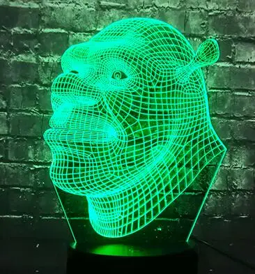 shrek Фильм wow логотип World of warcraft Рисунок мультфильм светодиодный Марио Базз Декор Детский сон Ночная Атмосфера свет праздник друг вечерние подарок на Рождество - Испускаемый цвет: shrek