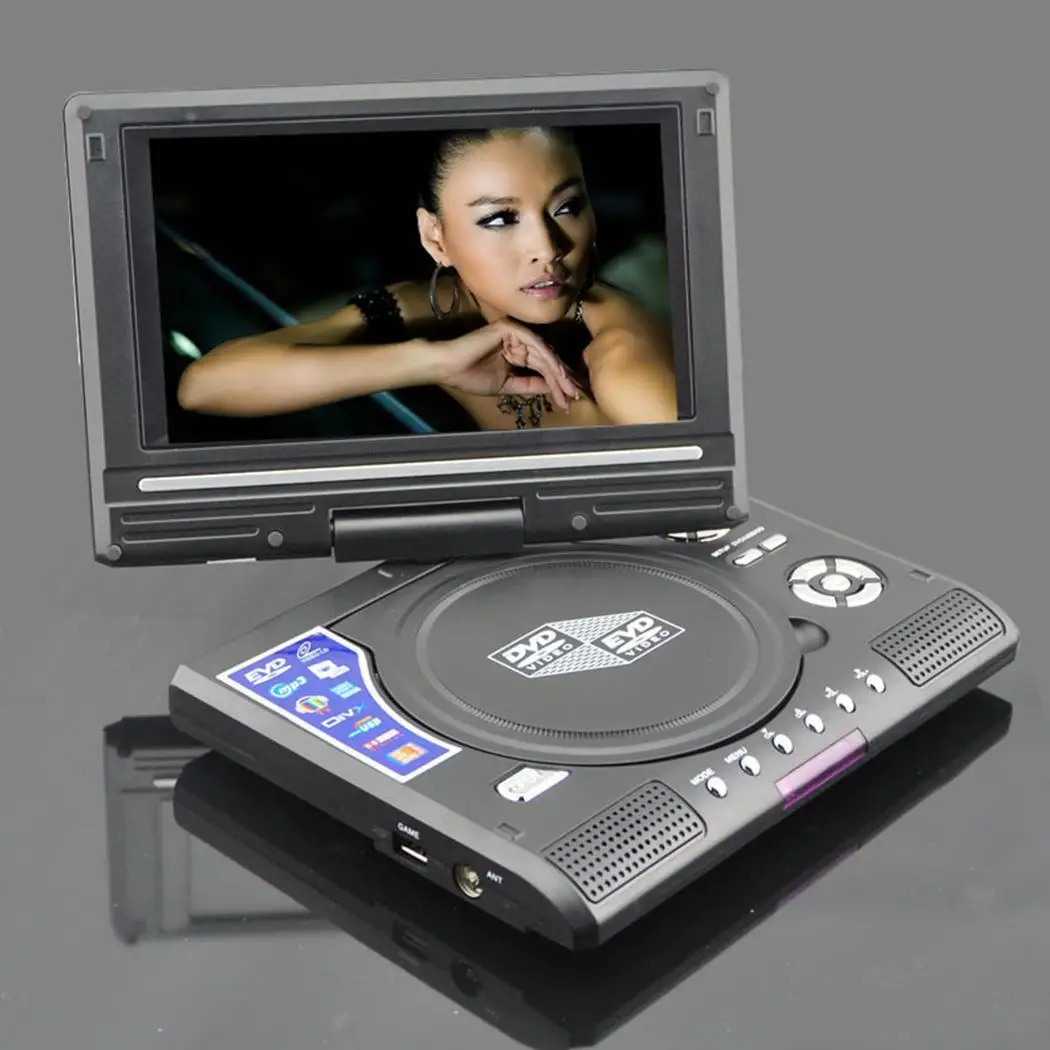 Портативный DVD плеер цифровой мультимедийный проигрыватель с игровой FM MP3, WMA JPEG радио 25 Вт карта 90-120 минут считыватель