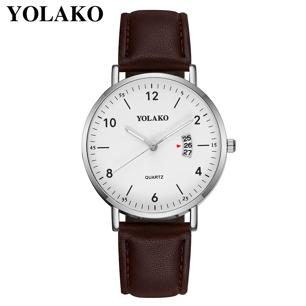 Relogio Masculino New Mens Watch Yolako Fashion Business Simple Dial Belt Calendar Men's Quartz Watch Gift Relogio Feminino
