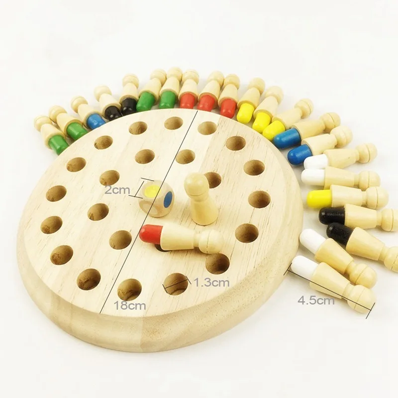 

Wooden memory chess set for children, block board game for children, educational toy with color learning ability for children