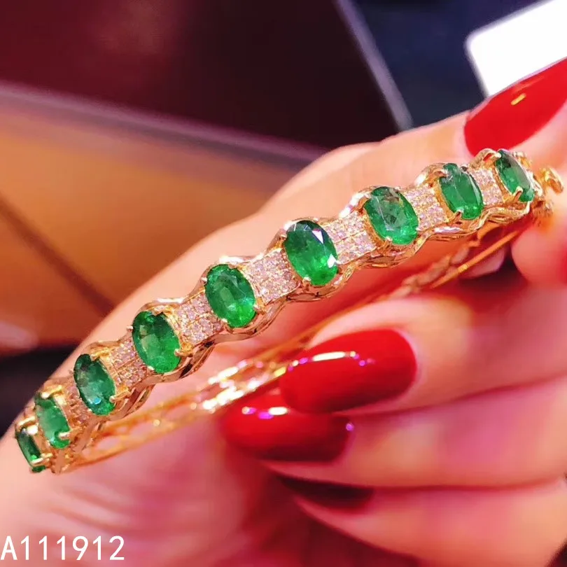 

KJJEAXCMY fine jewelry natural Emerald 925 sterling silver new women hand bracelet wristband support test classic